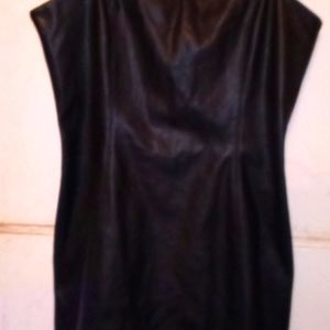 Leather spaghetti strap dress